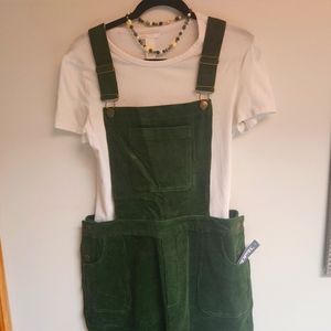 Modcloth Dark Green Corduroy Overalls Size XL
